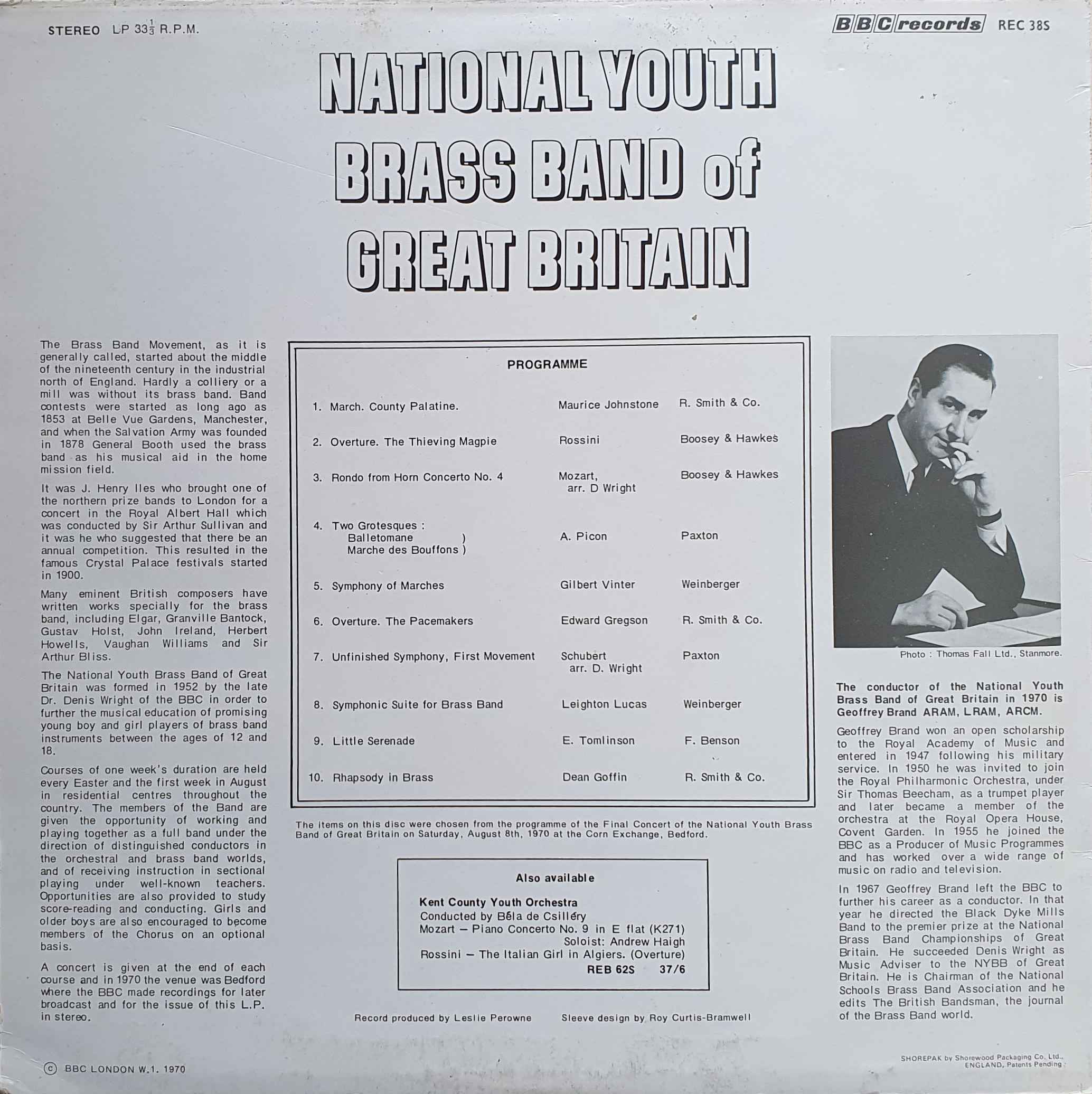 Picture of REC 38 National youth brass band of Great Britain by artist Various from the BBC records and Tapes library